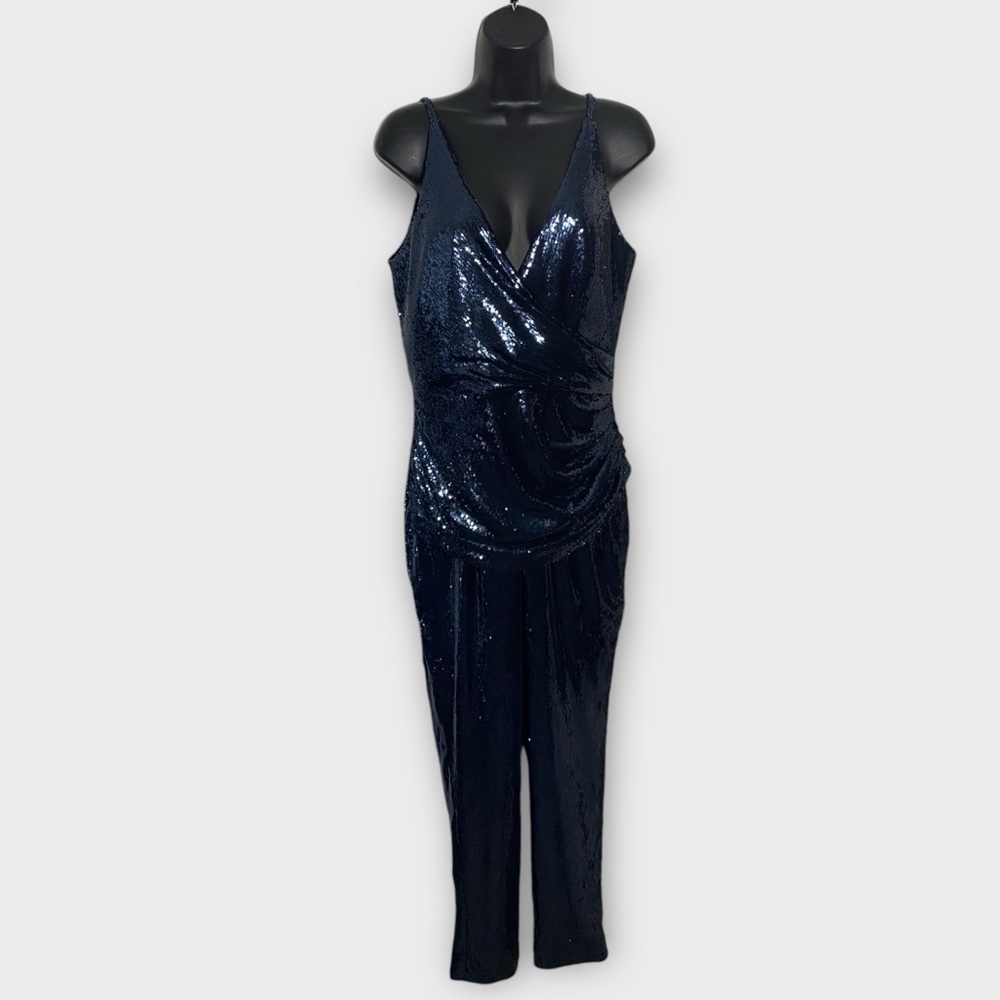 Dress the Population Blue Tailored Jumpsuit